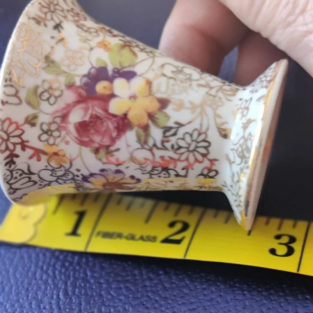 Salt Pepper & Mustard Porcelain Condiment Set in Chintz by Fenton, Vintage
